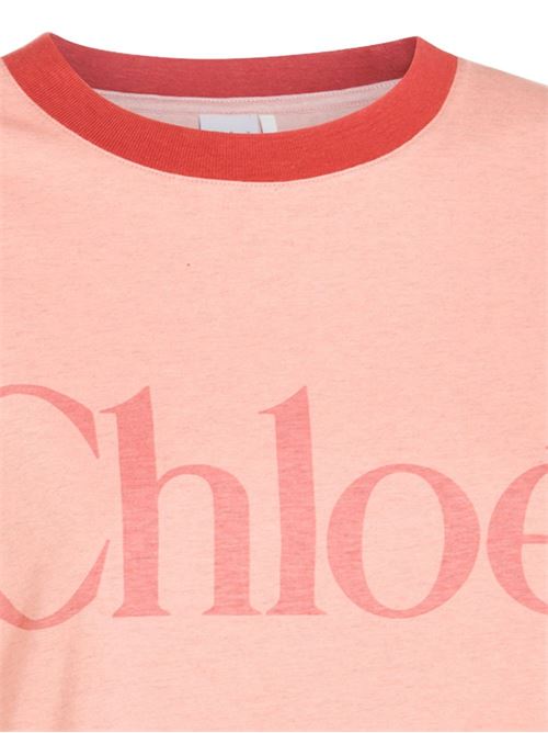 Fitted cotton blend jersey logo t-shirt CHLOE | 25AJH201736B1