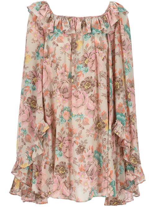 Miniabito con scollo quadrato e volant in crêpe de chine CHLOE | 25ARO1206000B