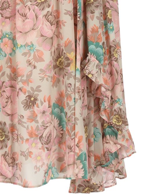 Miniabito con scollo quadrato e volant in crêpe de chine CHLOE | 25ARO1206000B