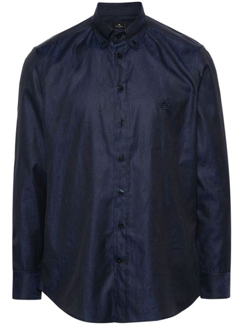 Navy blue cotton shirt ETRO | MRIB000499TU5E1B0711