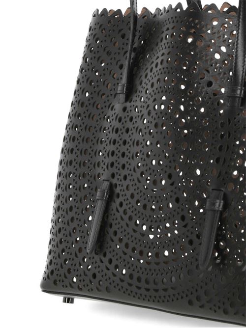 black calf leather tonal stitching perforated Alaia | AA1S06732C0I61999