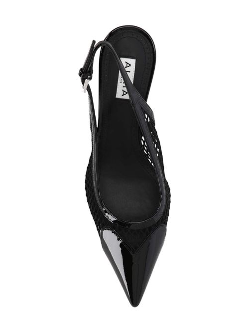 black calf leather mesh panelling pointed toe Alaia | AA3E057CK204999