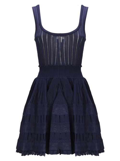 navy blue stretch-design ribbed knit lace Alaia | AA9R22462M712599