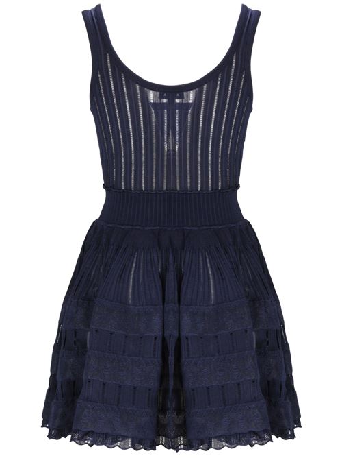 navy blue stretch-design ribbed knit lace Alaia | AA9R22462M712599