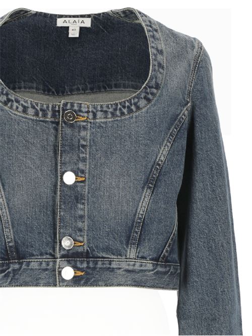 Blue cotton denim jacket Alaia | AA9V03645T536525