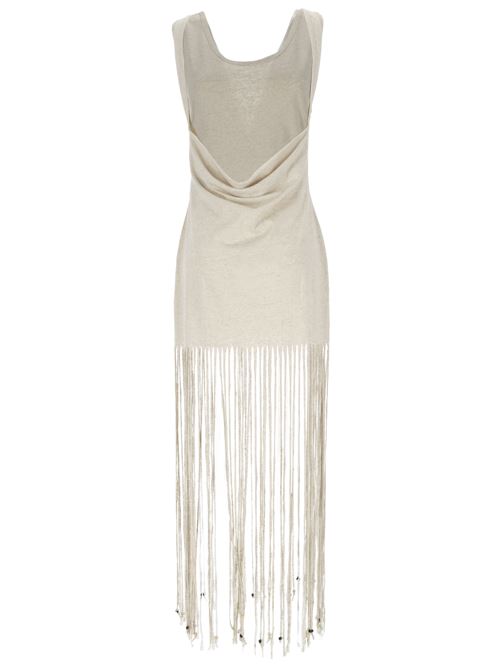 beige cotton-linen blend scoop neck sleeveless Alanui | LWDB020R24JER0010300