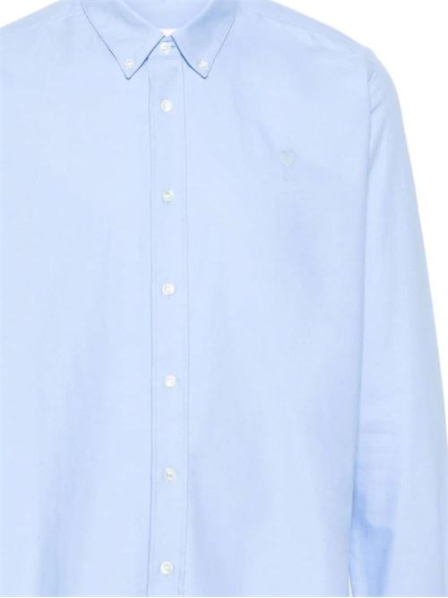 Camicia azzurra con logo Ami | USH160.CO0031484