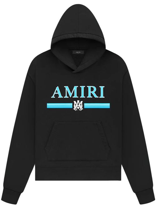 Felpa con cappuccio AMIRI, stampa logo blu, nera AMIRI | PS24MJL008BLACK