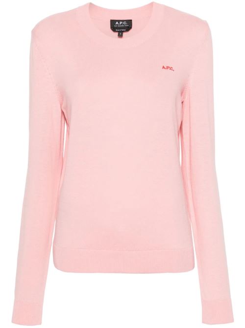 Sweater with pink embroidery for women A.P.C. | COEZJF23294FAA