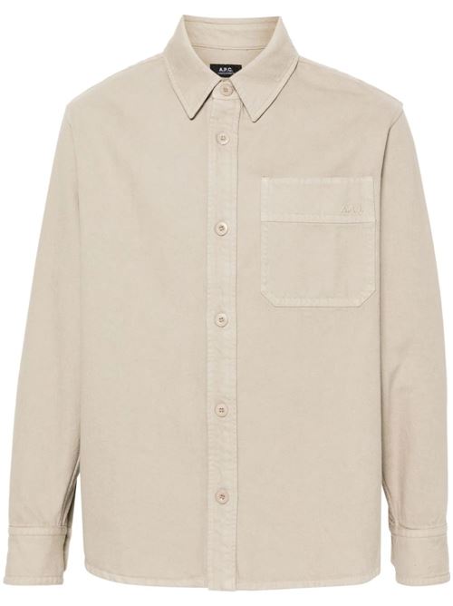 Camicia beige con tasca applicata sul petto A.P.C. | COFCNH02918BAE