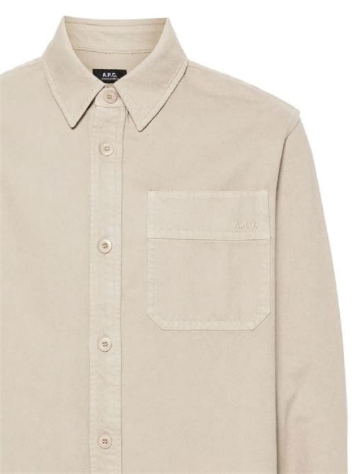 Camicia beige con tasca applicata sul petto A.P.C. | COFCNH02918BAE