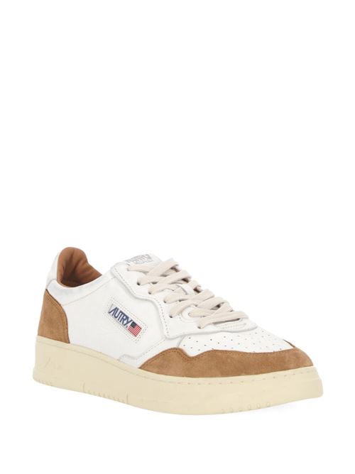 White, brown calf leather sneaker Autry | AULMGS27WHT/CARAMEL