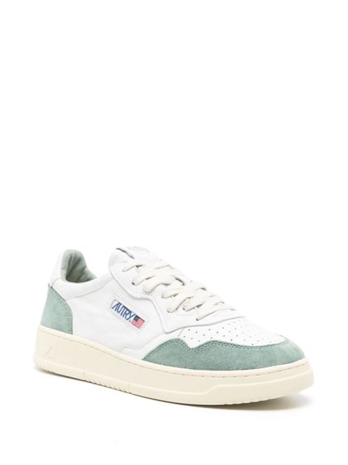 White/green goatskin/calf leather sneaker Autry | AULMGS29WHT/MIL