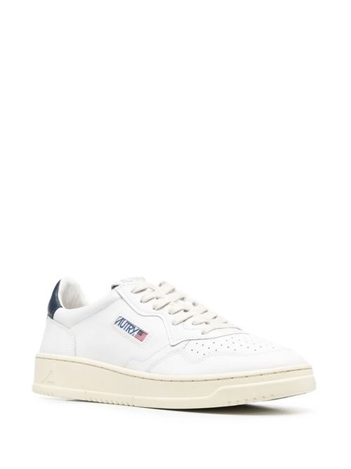 White/navy leather logo-patch sneakers Autry | AULMLL12WHT/SPACE