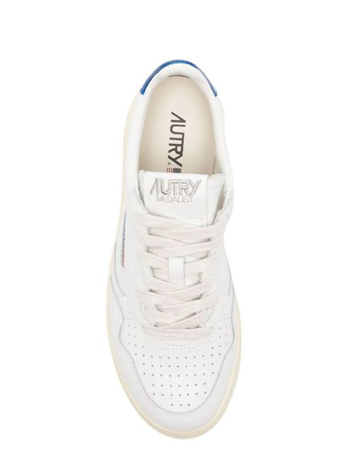 white/metallic blue calf leather sneakers for woman Autry | AULWLL63WHT/BLUE