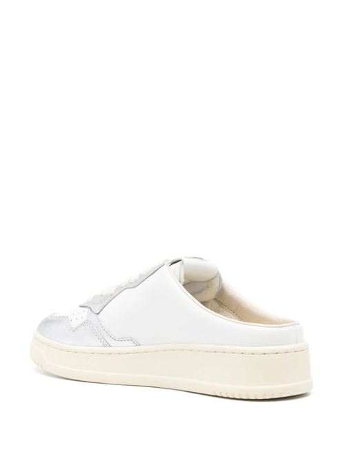 white/silver-tone calf leather sneakers Autry | MULWWB18WHT/SILVER