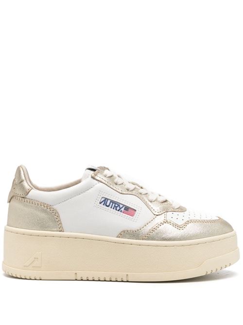 Sneakers bianco/oro/beige con plateau Autry | PTLWWB16WHT/PLATINUM