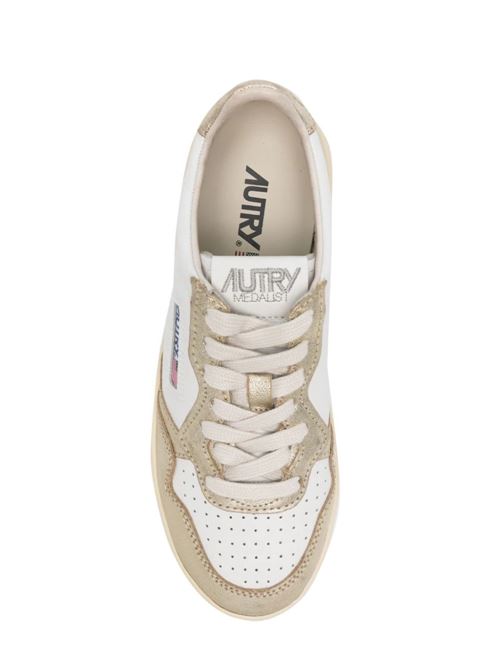 white/gold-tone/light beige calf leather sneakers Autry | PTLWWB16WHT/PLATINUM