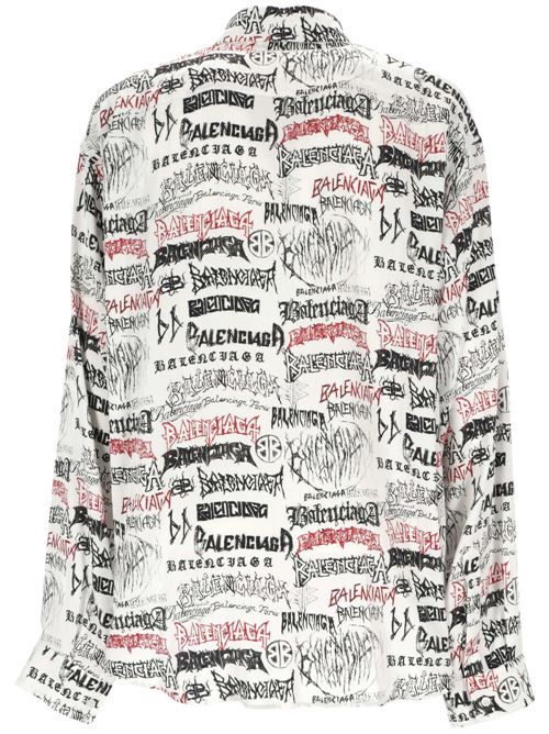 white/black/red all-over logo print classic shirt BALENCIAGA | 662983TPLE79000