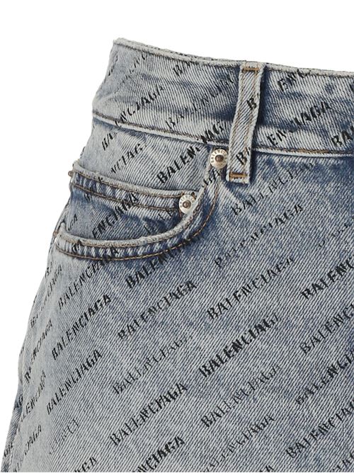 Minigonna denim con stampa Balenciaga | 744972TQW664141