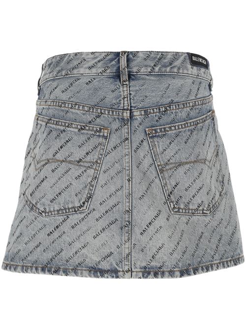 Minigonna denim con stampa Balenciaga | 744972TQW664141