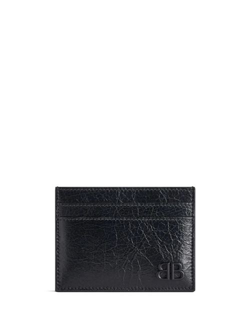 black calf leather grained texture tonal logo plaque Balenciaga | 7665472AAS81000