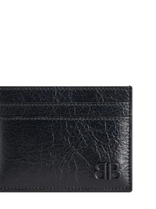 black calf leather grained texture tonal logo plaque Balenciaga | 7665472AAS81000