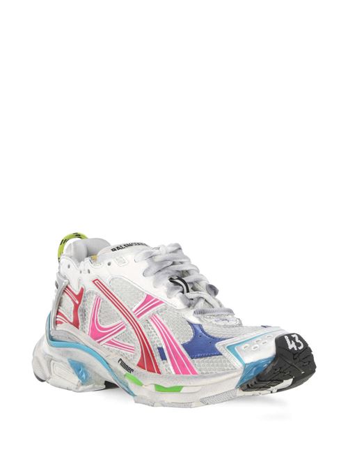 White/multicolour distressed effect men's sneaker Balenciaga | 772774W3RBW9645