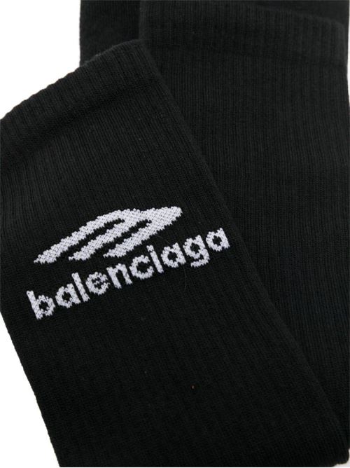 Ski 3B Sports Icon socks in black and white ribbed technical knit Balenciaga | 7729114D9B61077