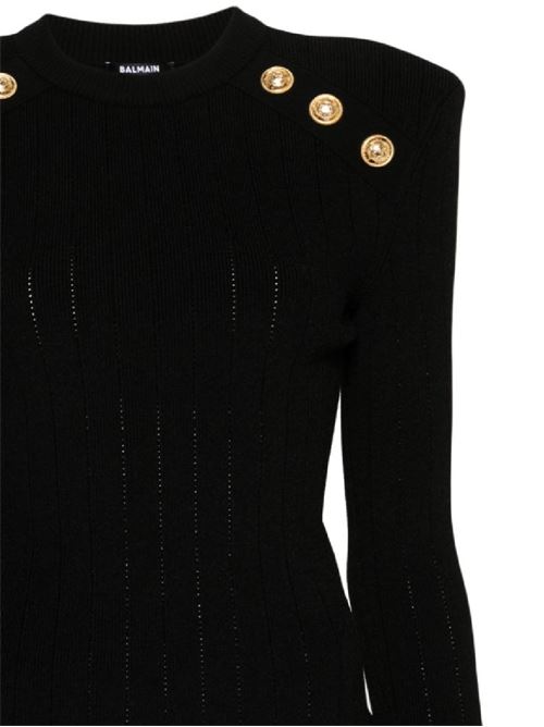 black knitted construction embossed gold-tone buttons Balmain | CF1KD001KB070PA