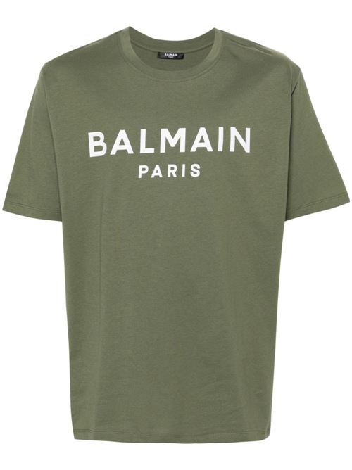 Khaki cotton logo man t-shirt Balmain | CH0EG000BB73UHB