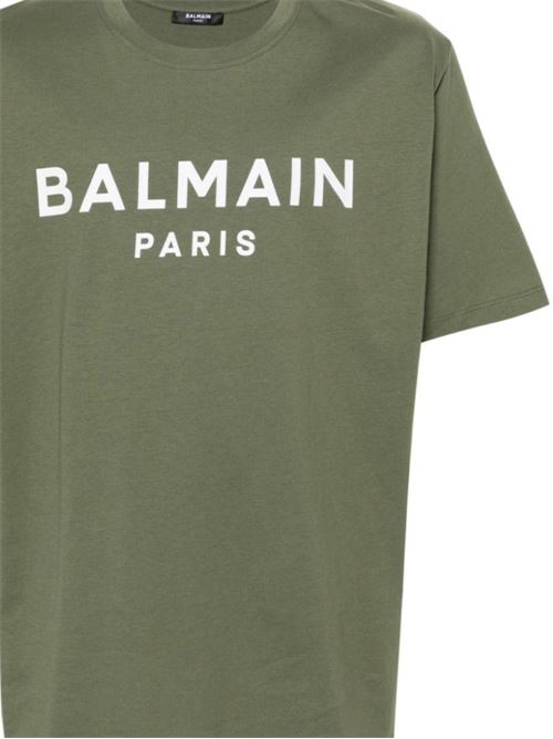 Khaki cotton logo man t-shirt Balmain | CH0EG000BB73UHB