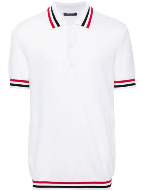 Polo uomo struttura lavorata a maglia monogramma Balmain | CH0GB020KB03GQV