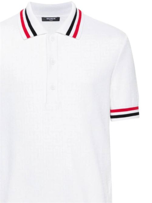 Polo uomo struttura lavorata a maglia monogramma Balmain | CH0GB020KB03GQV