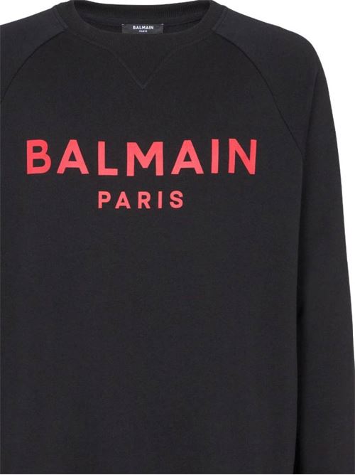 Black/red cotton logoman  sweatshirt BALMAIN | CH0JQ005BB65EIK