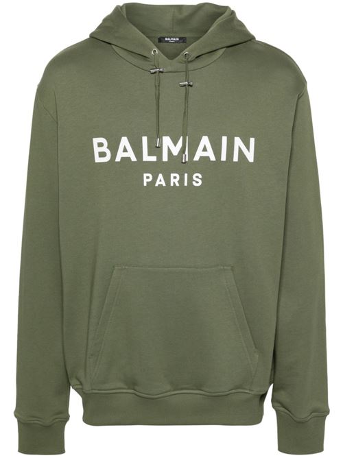 Khaki/white cotton men's sweatshirt Balmain | CH0JR002BB65UIO