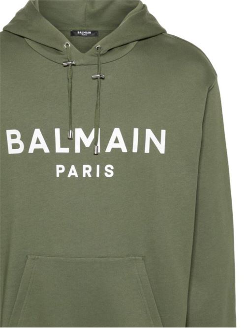 Khaki/white cotton men's sweatshirt Balmain | CH0JR002BB65UIO