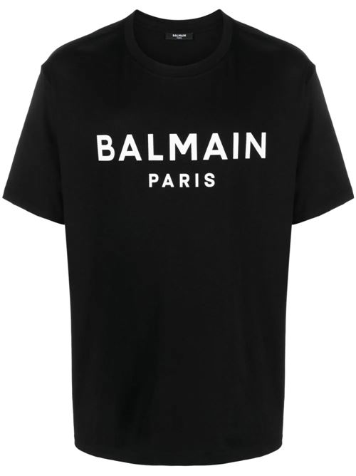 black cotton logo print Balmain | CH1EG000BB73EAB