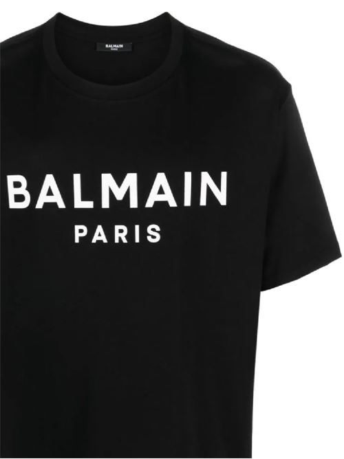 black cotton logo print Balmain | CH1EG000BB73EAB