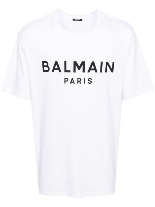 white cotton soft jersey logo print Balmain | CH1EG000BB73GAB