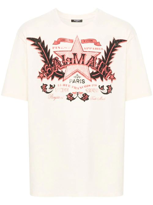 Cream white men's t-shirt Balmain | CH1EG000GD28GSK