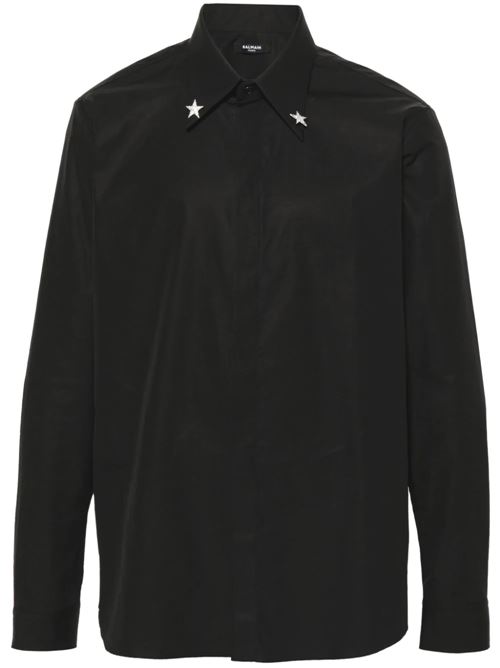 Black cotton satin men's shirt Balmain | CH1HS336CE480PA