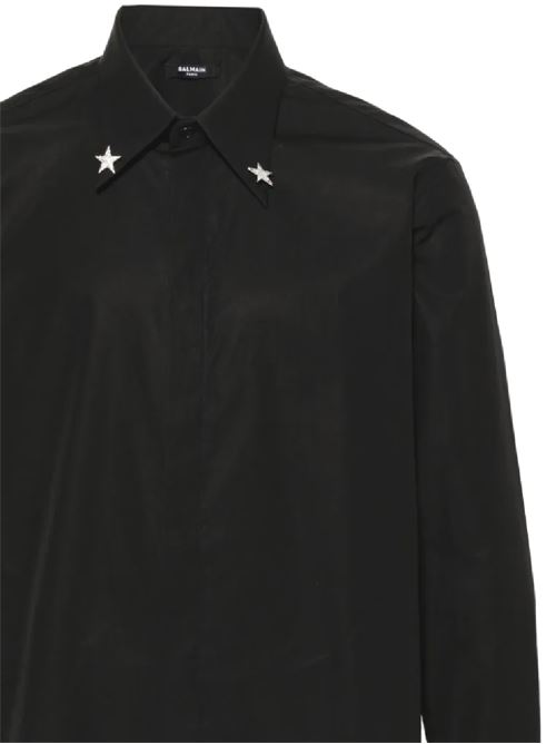 Black cotton satin men's shirt Balmain | CH1HS336CE480PA