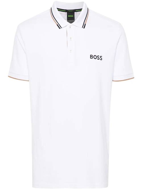 White cotton blend polo BOSS | 50469102101