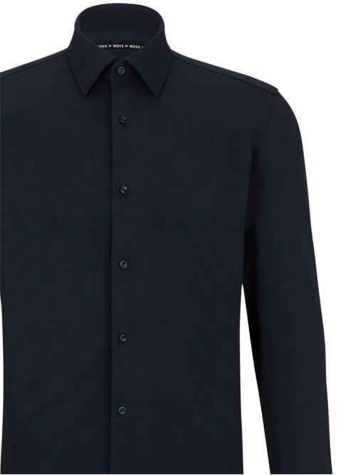 Black recycled polyamide pointed flat collar shirt BOSS | 50490393404