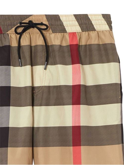 Beige checked drawstring swim shorts Burberry | 8017294X