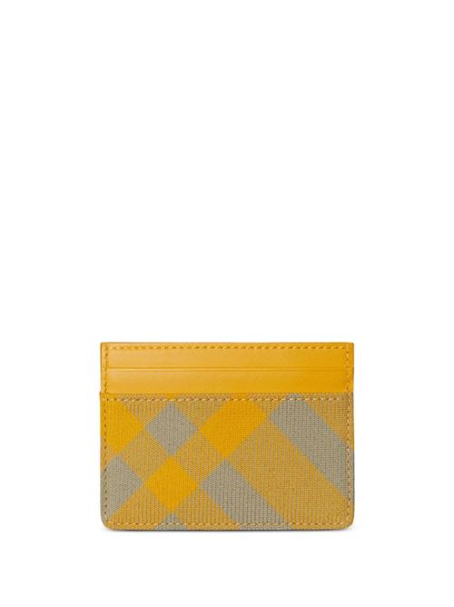 Yellow checked card holder for men Burberry | 8079466X