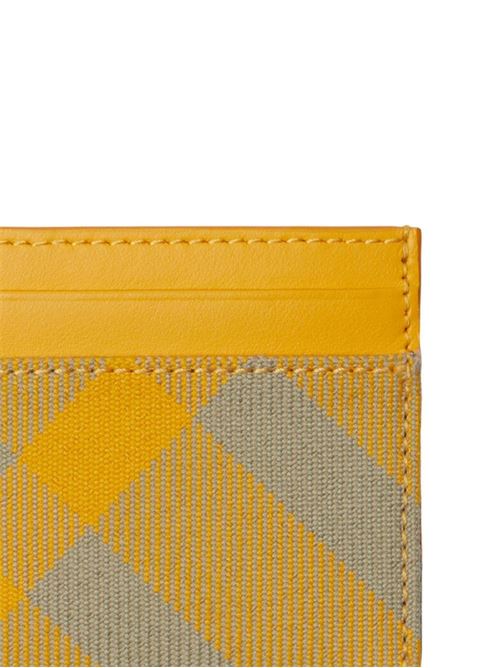 Yellow checked card holder for men Burberry | 8079466X