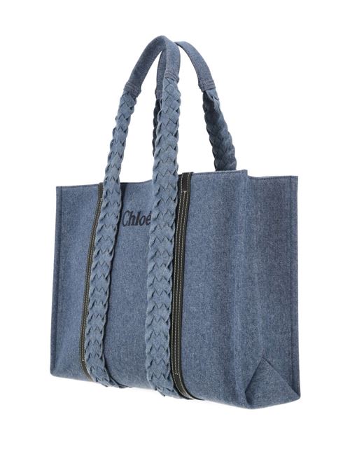 Borsa tote grande in denim Woody Chloè | C24SS382M4845D