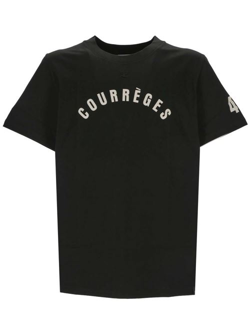 Black cotton stretch-design t-shirt Courreges | 124JTS008JS01129999